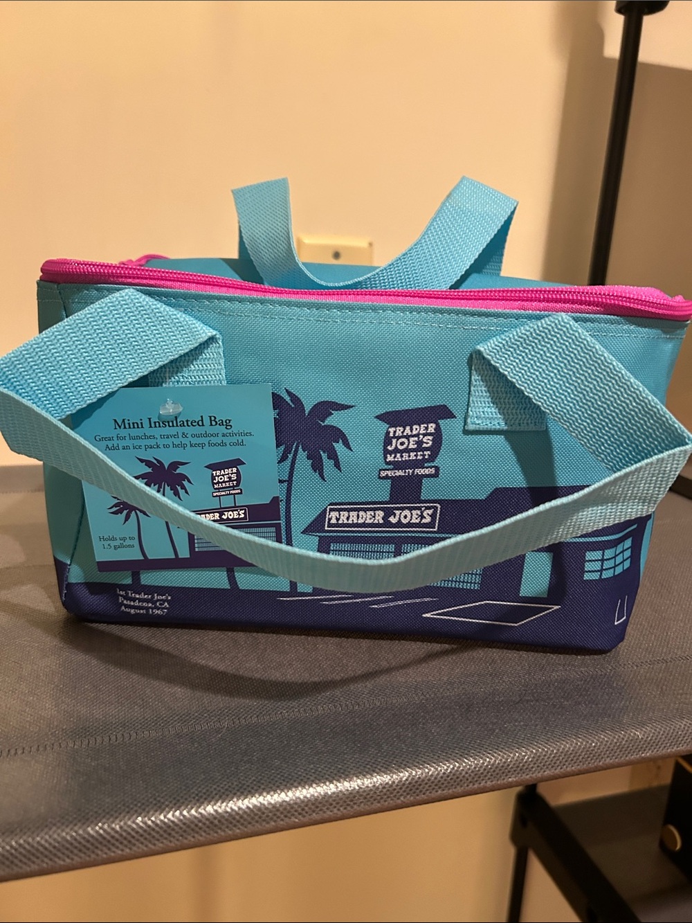 Trader Joe's Mini Insulated Bag in Turquoise and Pink